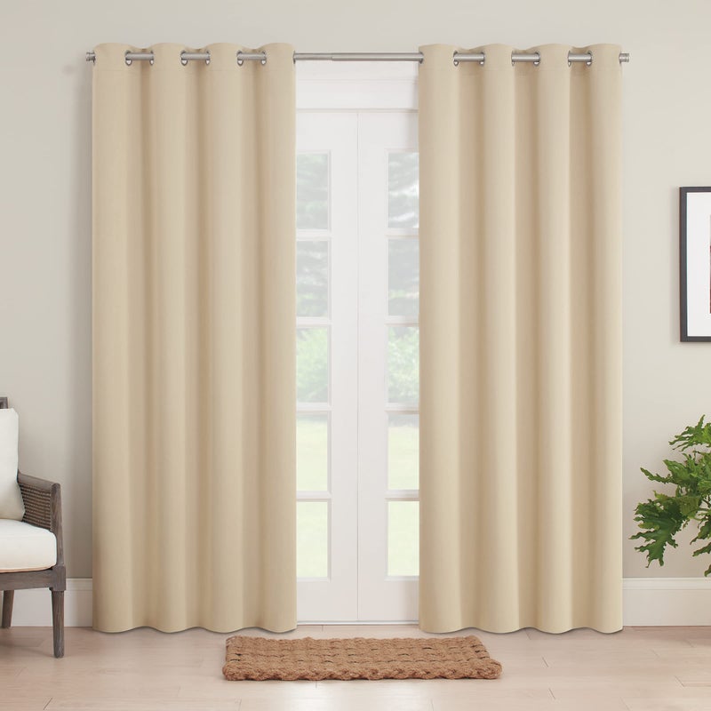 ECLIPSE Bradford Waterproof Blackout Thermal Insulated Grommet Outdoor Curtain for Patio or Porch (1 Panel)  52 in x 108 in  Linen - Image 2